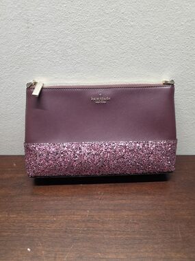 kate spade Pink Glitter Block Zip Pouch